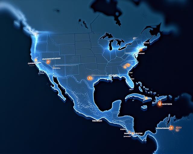 Logistic map showing shipping routes from Pewamo, Michigan to Laredo Texas and Central Mexico