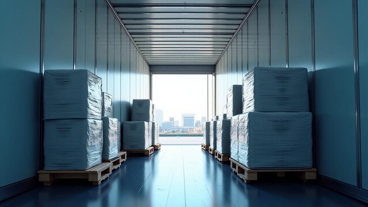 Organized palletized freight inside a modern logistics trailer
